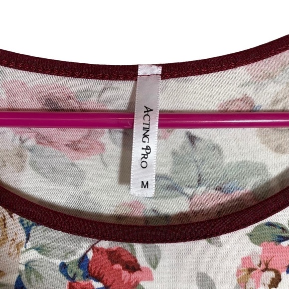 FINAL Acting Pro Multicolor Spring Floral Print 3/4 Sleeve Blouse Top Shirt M - Picture 4 of 14